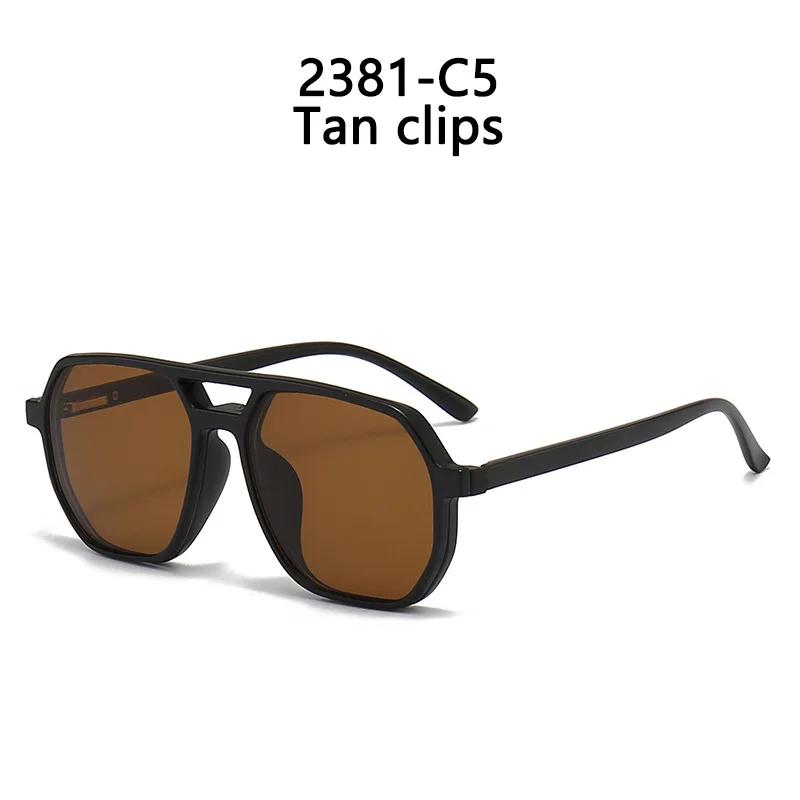 Large Frame Polarized Myopia Sunglasses 6 In 1 Prescription Magnetic Clip Men Women Glasses Optical Eyewear -0.5 To -6.0