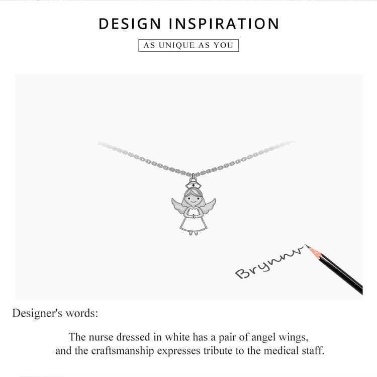 Bamoer authentische Schutzengel-Kette aus 925er-Sterlingsilber, weißer Emaille-Schmuck, bestes Geschenk für die Familie