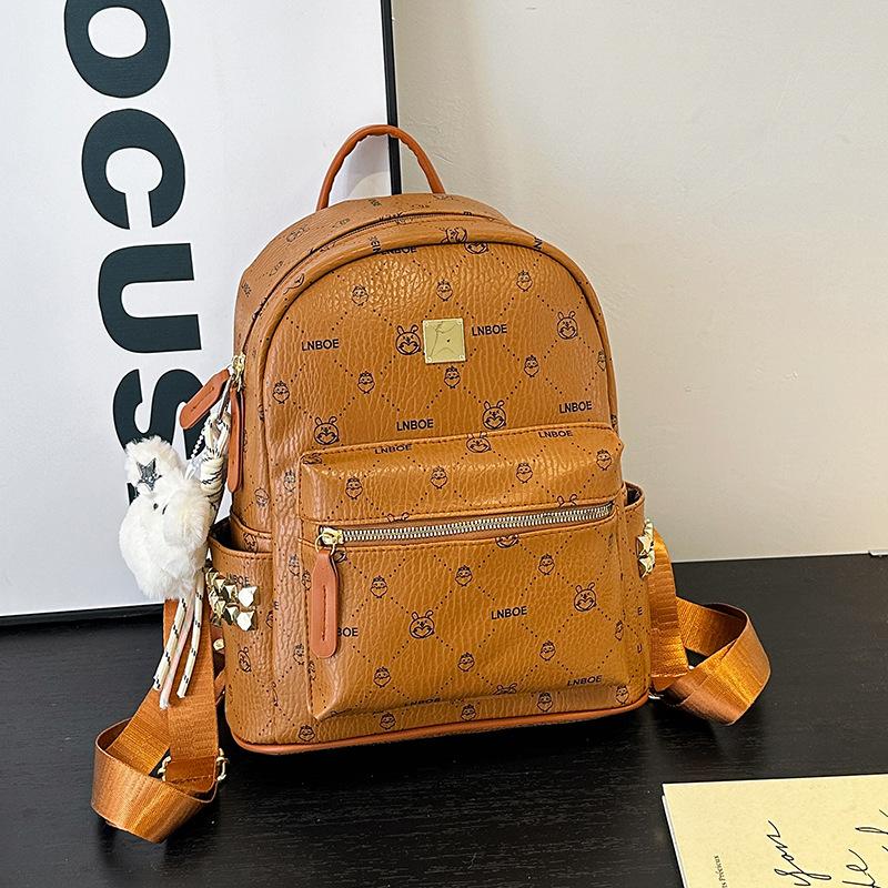Trend Academy Style Backpack Large Capacity Class School Bag Soft Leather Texture Lightweight Backpack Female