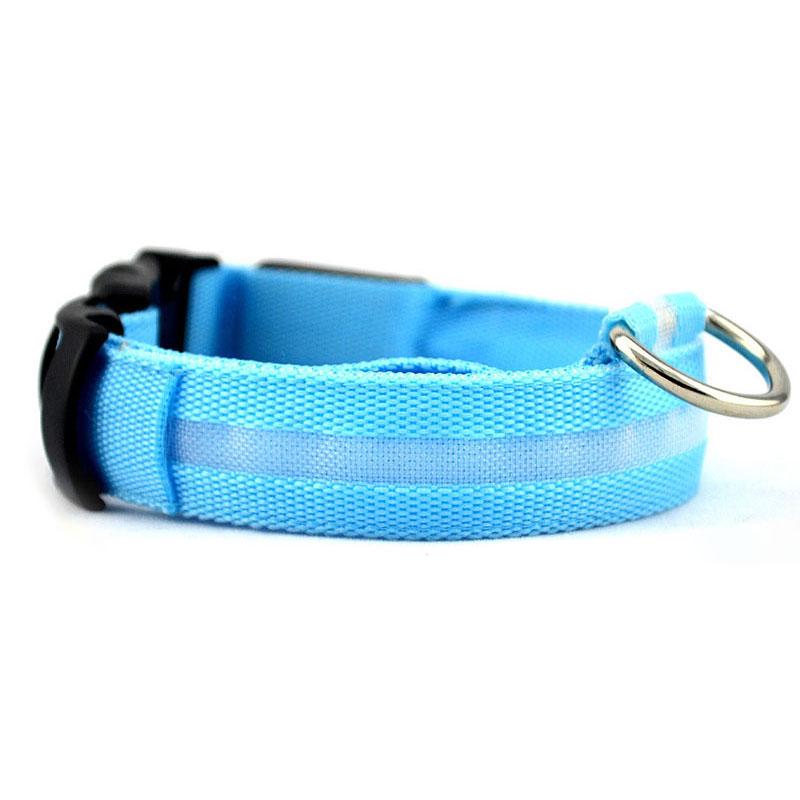 

Up Light Led Dog Collar Pet Night Safety Bright Flashing Adjustable Nylon Leash Middle синий