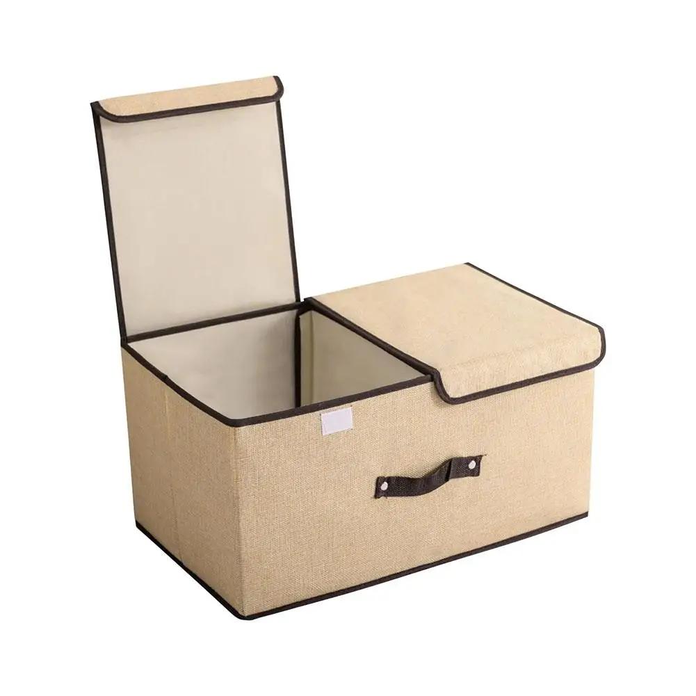 Foldable Storage Box Large Double Lid With Cover Organizer Miscellaneous Underwear Storage Case Items Bedroom K0B9