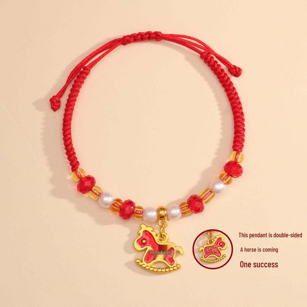 2026 Zodiac Year of the Horse Red Bracelet: Handmade Ben Ming Nian Woven Rope for Good Fortune