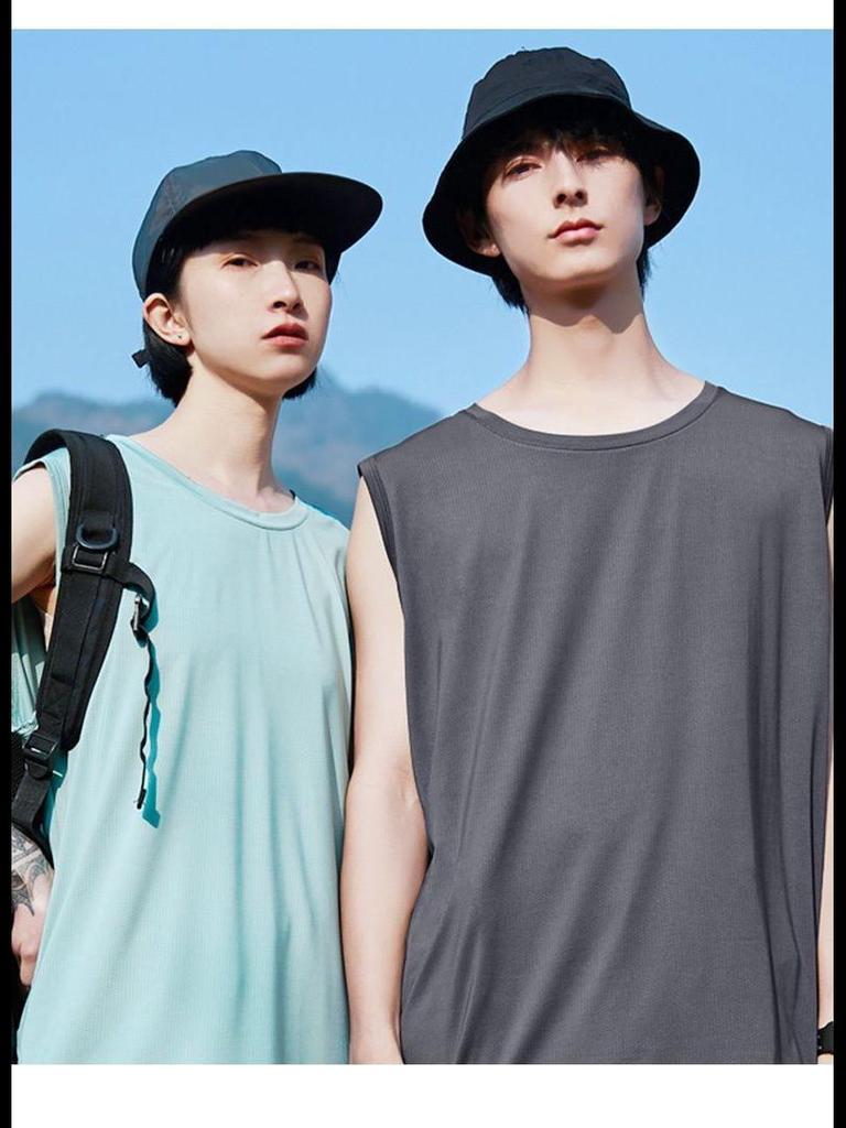 Men's Quick-Dry Mesh Sleeveless Ice Silk Vest - Breathable, Loose Fit, Summer Sportswear