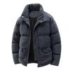 Stand-up collar padded jacket for men and women, loose solid color thickened padded jacket in winter, couple's padded jacket for men