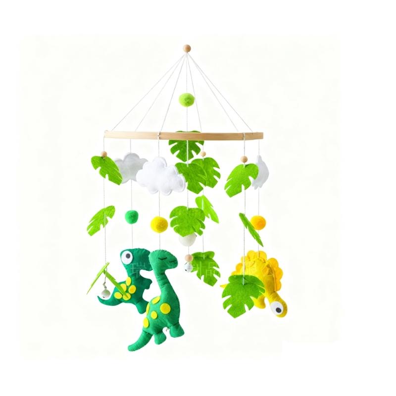 

Felt Dinosaur Bed Bell Crib Mobile Toy With Rotating And Calming Sounds For Infant Sensory and Visual Stimulation Fun 1