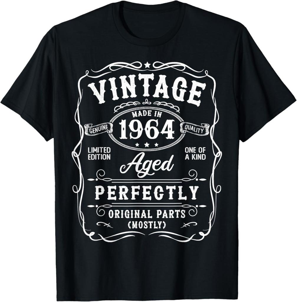 Vintage 60th Birthday Decorations Vintage 1964 60 Birthday TShirt Men Women Clothes Graphic T Shirts Unisex Summer Soft Tops