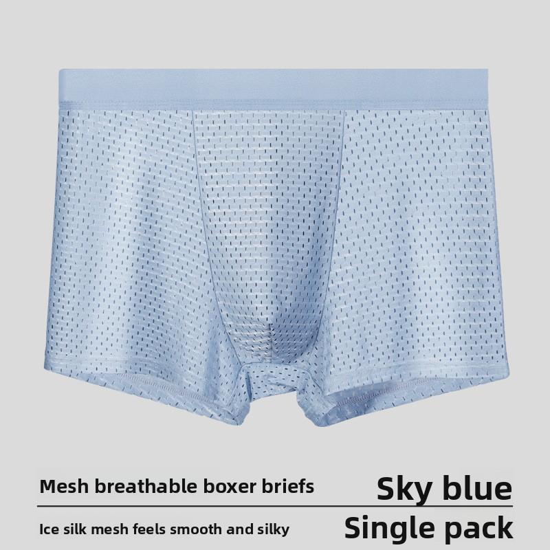Men's Spring and Summer New Net Hole Ice Silk Breathable Graphene Antibacterial Boxer Briefs