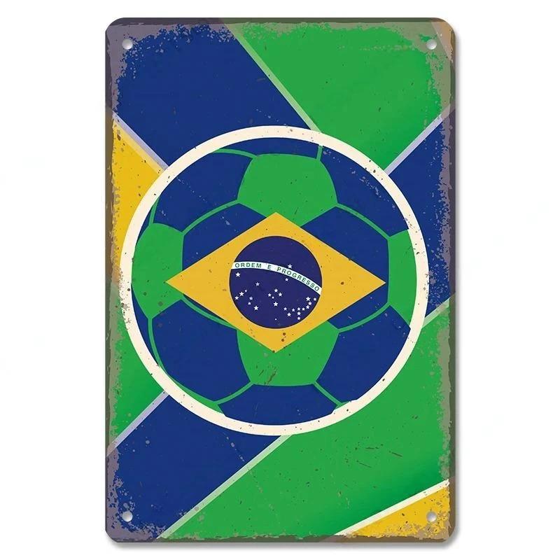 Vintage Brazil Travel Poster Country Flag Metal Tin Signs Retro Carnival Party Metal Plate For Club Home Bar Cafe ART Wall Decor