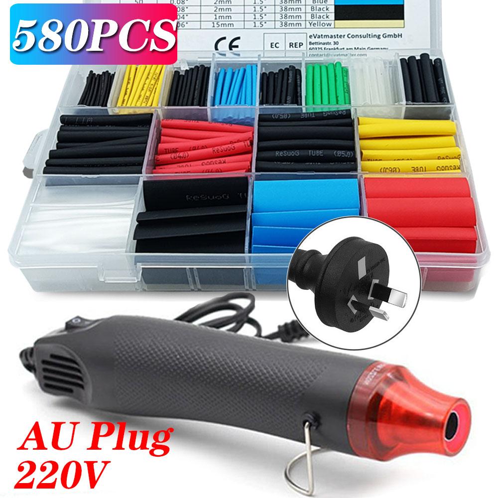 580/328/127PCS Heat Shrink Tubing Kit 2:1 Shrinkable Wire Shrinking Wrap Tubing Wire Connect Cover Protection with Hot Air Gun
