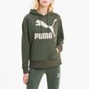Puma Classics Logo Print Hoodie Women Tops Dark-Green 599197-64