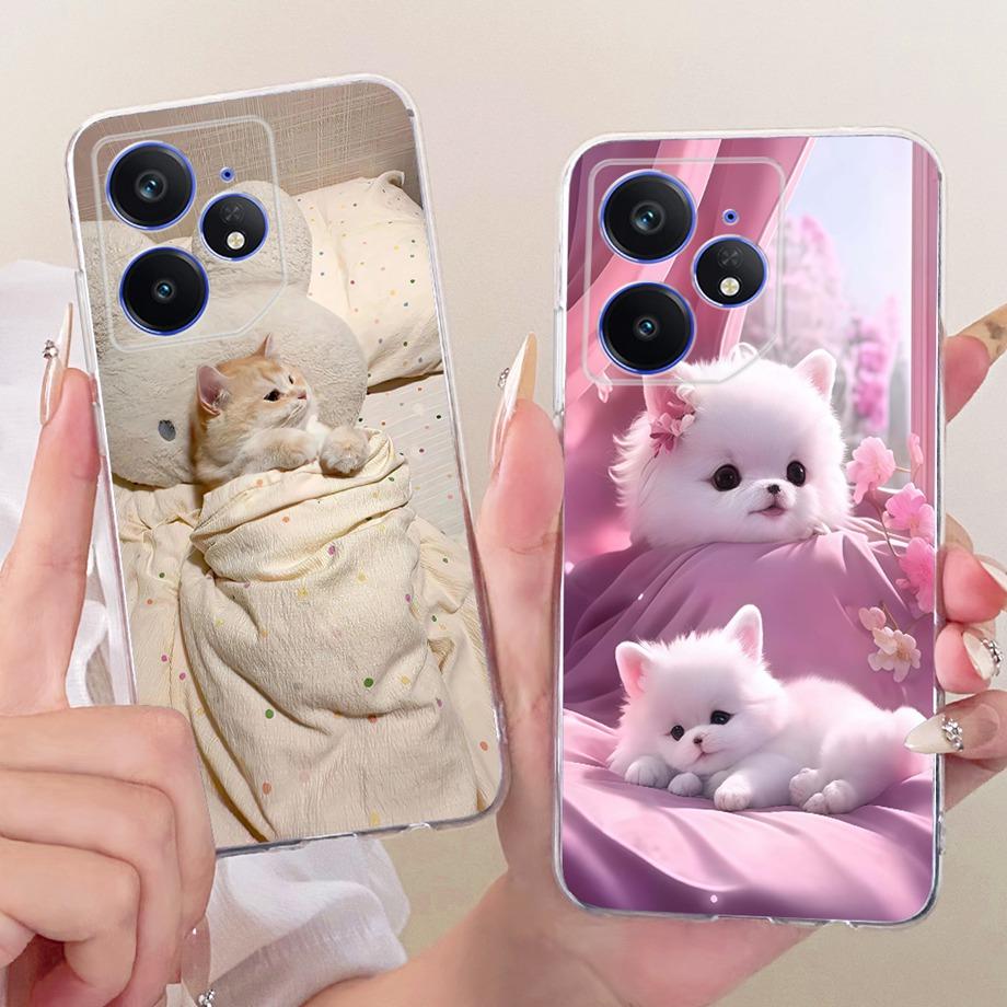 Etui na telefon Realme Neo7 Turbo Neo 7 Miękkie Przezroczyste Silikonowe Funda Wzór Kwiatowy Motyl Kokardka Smok Loong Tylna Pokrywa RMX5060