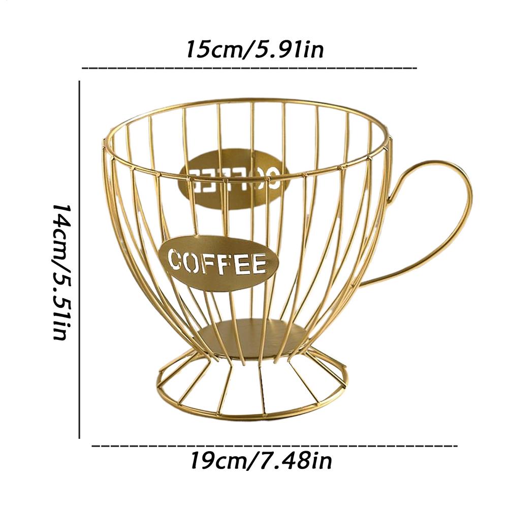 Coffee Pod Basket Metal Wire Large Capacity Reusable Modern Organizer Coffee Pod Holder Organizer for Home Kitchen Study Cafe
