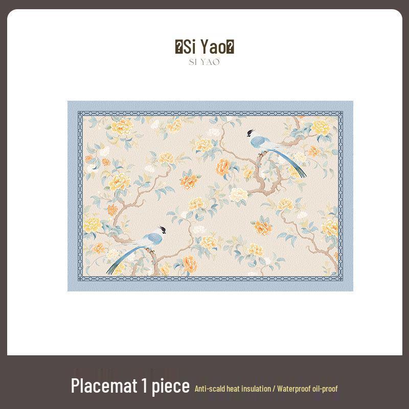 High-End Waterproof PVC Table Mat: Chinese Style, Oil-Proof, Heat-Resistant, No-Wash, Ins Style Tableware