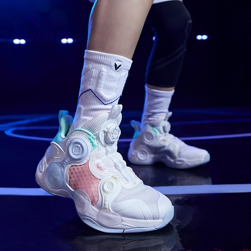 Anta Irregular 1 Non-Slip Shock Absorbing Wear-Resistant Breathable Mid-Top Basketball Shoes Kids sneaker White Green 312221102-7