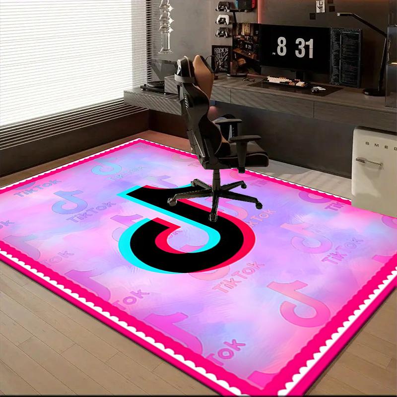 Tiktok Logo Design Rug Game Carpet, Floor Mat for Bedroom Living Room Entryway Rug, Home Decor Idea Gift for Christmas Birthday