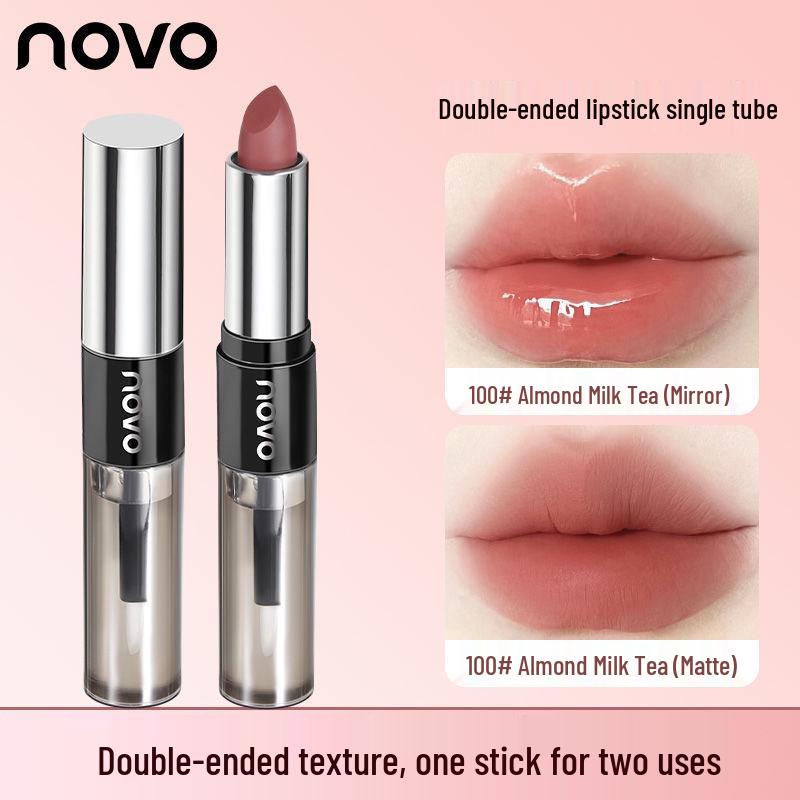 2-in-1 Double-Ended Lipstick: Hydrating, Long-Lasting, Waterproof, Non-Stick with Setting Spray