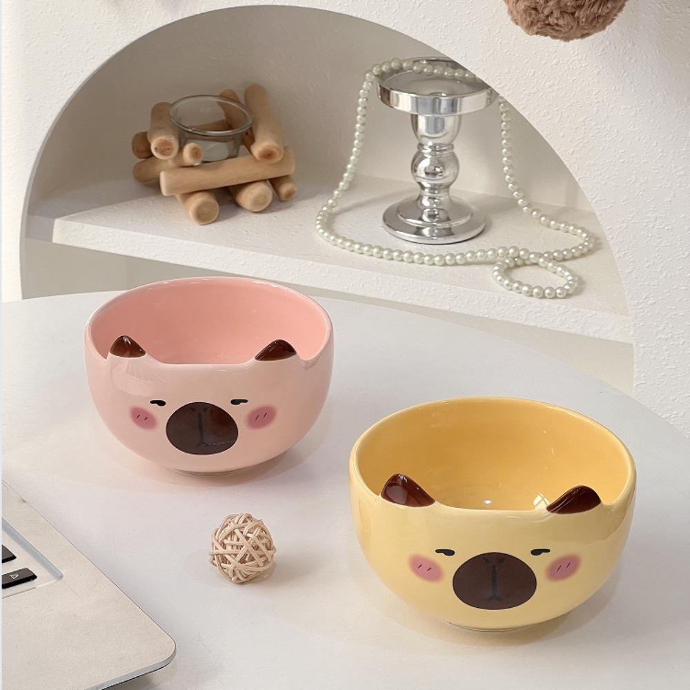 Cute Capybara Ceramic Bowl Ins High Value Food Grade Cartoon Super Cute Birthday Gift Dry Rice Bowl Household