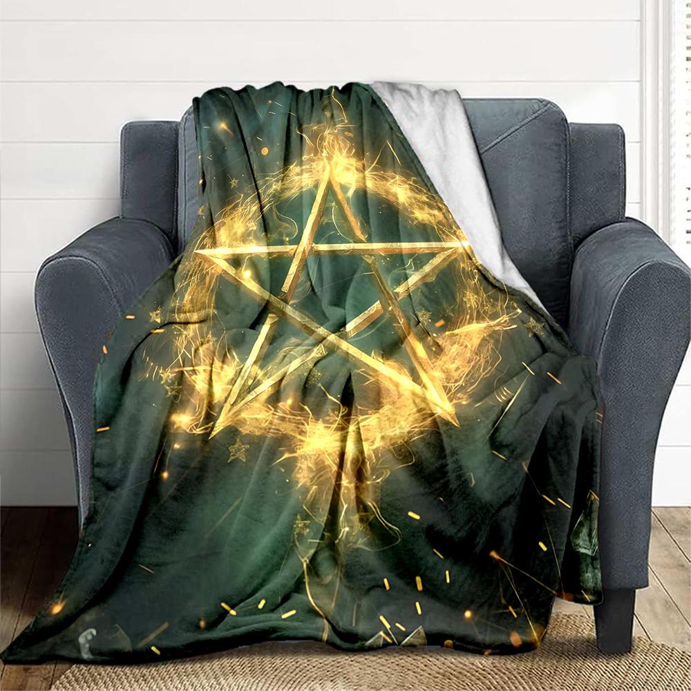 1pc Star Magic Print Blanket Lightweight Flannel Throw Blanket For Sofa, Bed, Living Room, Office, Outdoor Travel, Camping