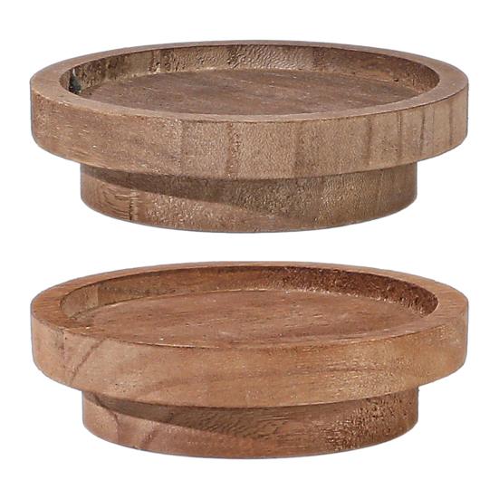 Candle Holder Tray, Round Wood Decorative Candle Plate, Rustic Tealight Pillar Candle Tray for Farmhouse, Kitchen, Coffee Table Decor