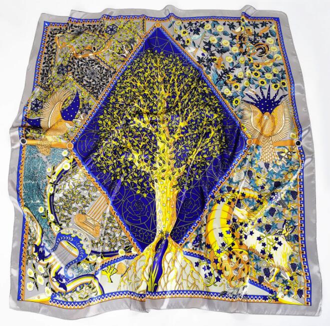 New Designs 90*90cm Square Silk Scarves Women Foulard Head Scarf Ladies Shawl Wrap Bandanna Female Chiffon Hijab Beach Scarf