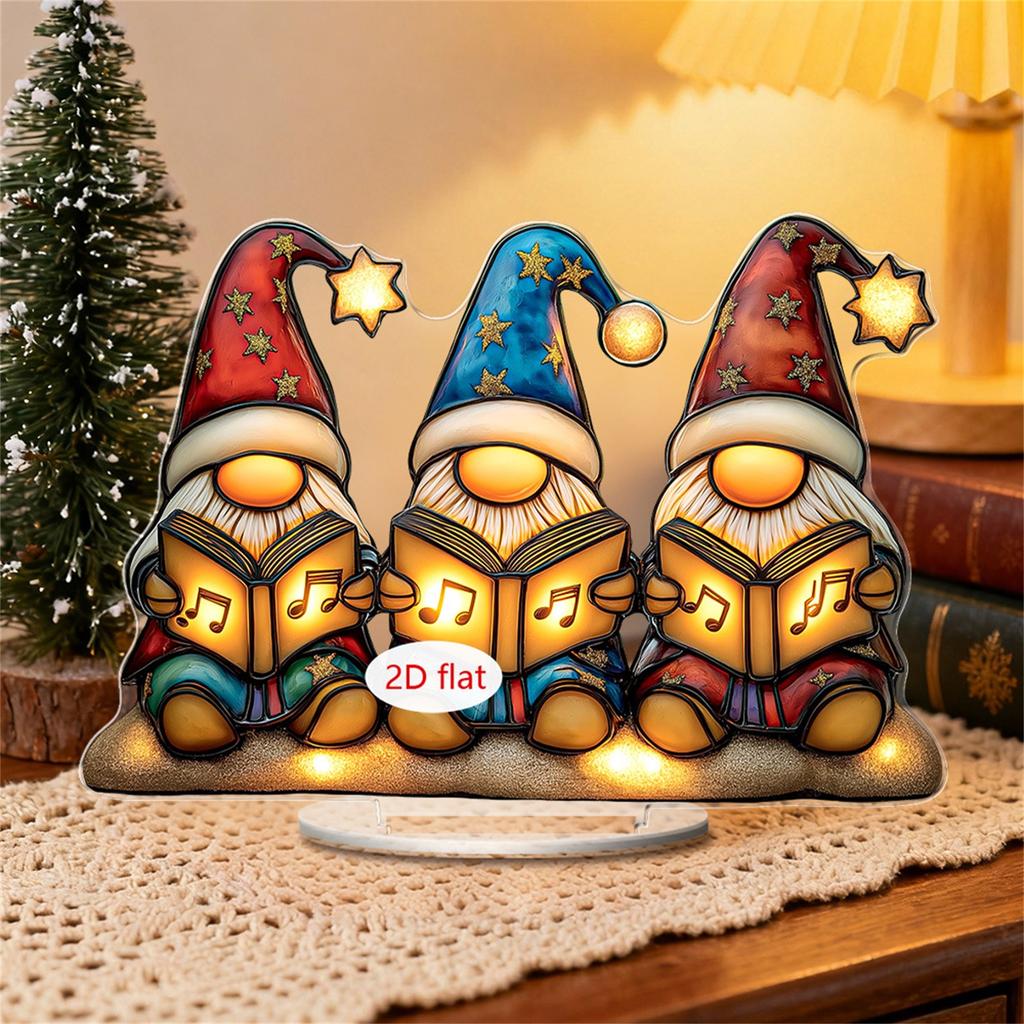 Three SantaClaus Reading Music Books 2D Acrylic Home Living Room Study Desk Decoration