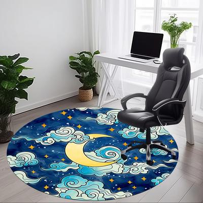 1pc Crescent Moon Night Sky Chair Carpet for Office, Non-slip, Soft and Durable Rug, Perfect for Office, Living Room Yy251103182