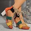 Fashion High Heeled Women's Sandals Lace Up Chunky Designer Shoes 2025 New Fashion Pumps Summer Dress Party Elegant Sandalias De Mujer