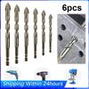 6PCS 4-Blade Saw Tooth Eccentric Drill Bit 4/5/6/8/10/12mm Alloy Drill Bit Four-Edge Serrated Drill Bits Sawtooth Drilling Tools