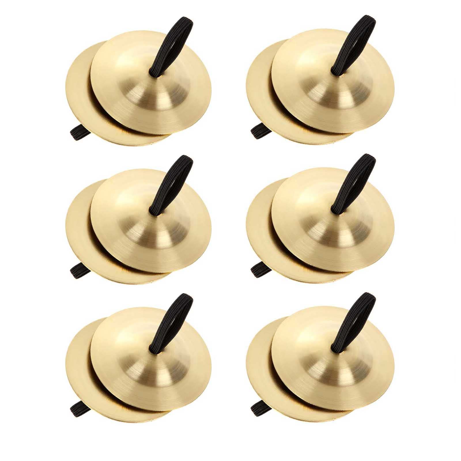 

12 Finger Cymbals for Belly Dance, 2.1-inch Gold Brass Finger Dance Cymbals, Gong Band Rhythm Beat Percussion Instrument for Dance Balls, Parties,