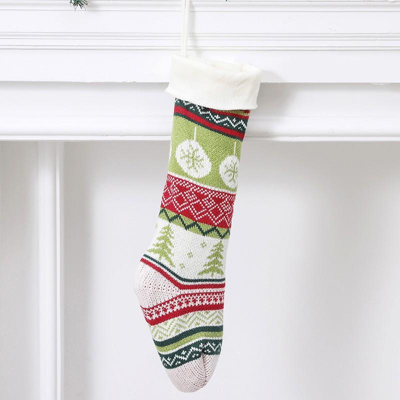 Christmas Stocking Gift Bags Kids Holiday Decor Snowman Tree Reindeer Snowflake Knit Socks