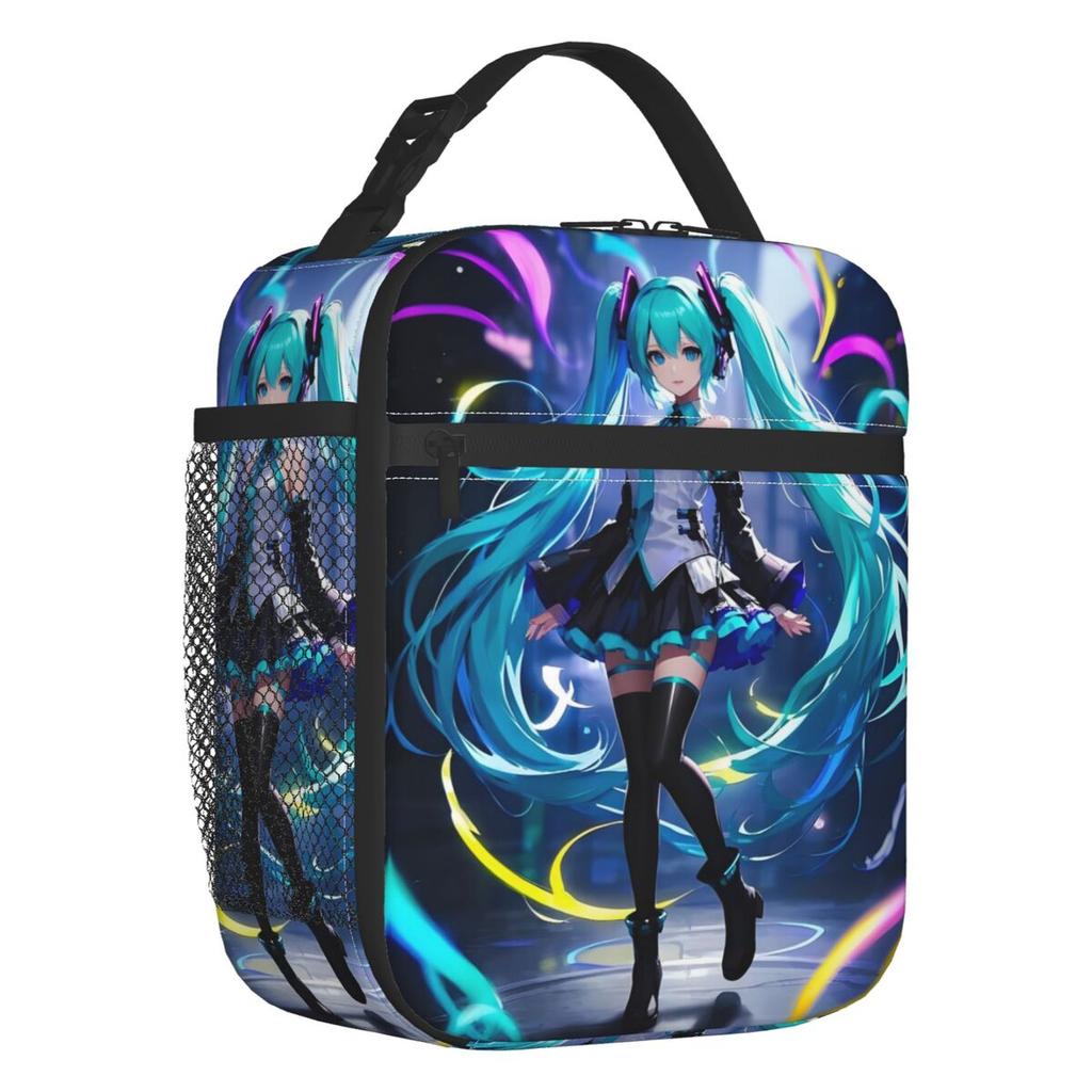 Custom Hatsunes Miku Insulated Lunch Bag for Work School Anime Manga Resuable Cooler Thermal Lunch Box Unisex