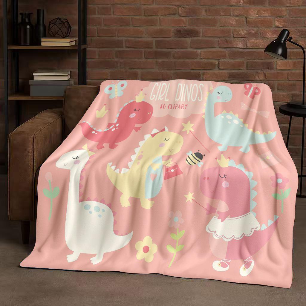 2026 New Space Dinosaur Cartoon Dino Art Flannel Blanket,Ultra Soft Warm Plush Throw for Home Bedroom Bed Sofa Cover Kids Gift