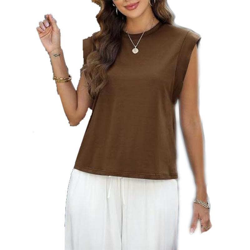 Women's Summer Round Neck Loose Sleeveless T-Shirt