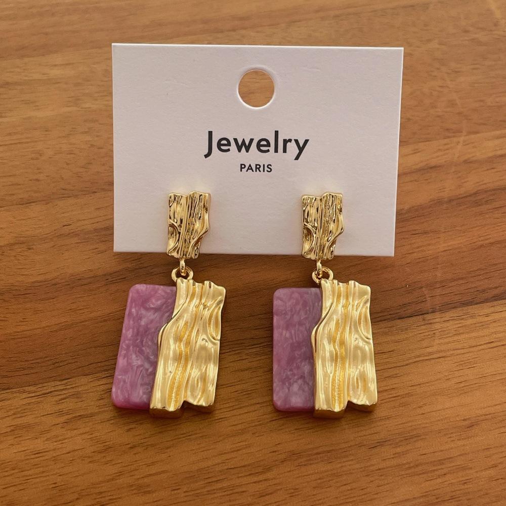 Irregular Resin Geometric Earrings Metal Fashion Women Jewelry