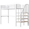 Letto a soppalco 90 x 200 Struttura Metallica Stabile con Ampio Spazio di Archiviazione Sotto il Letto e Scaletta Ideale per Bambini e Adulti