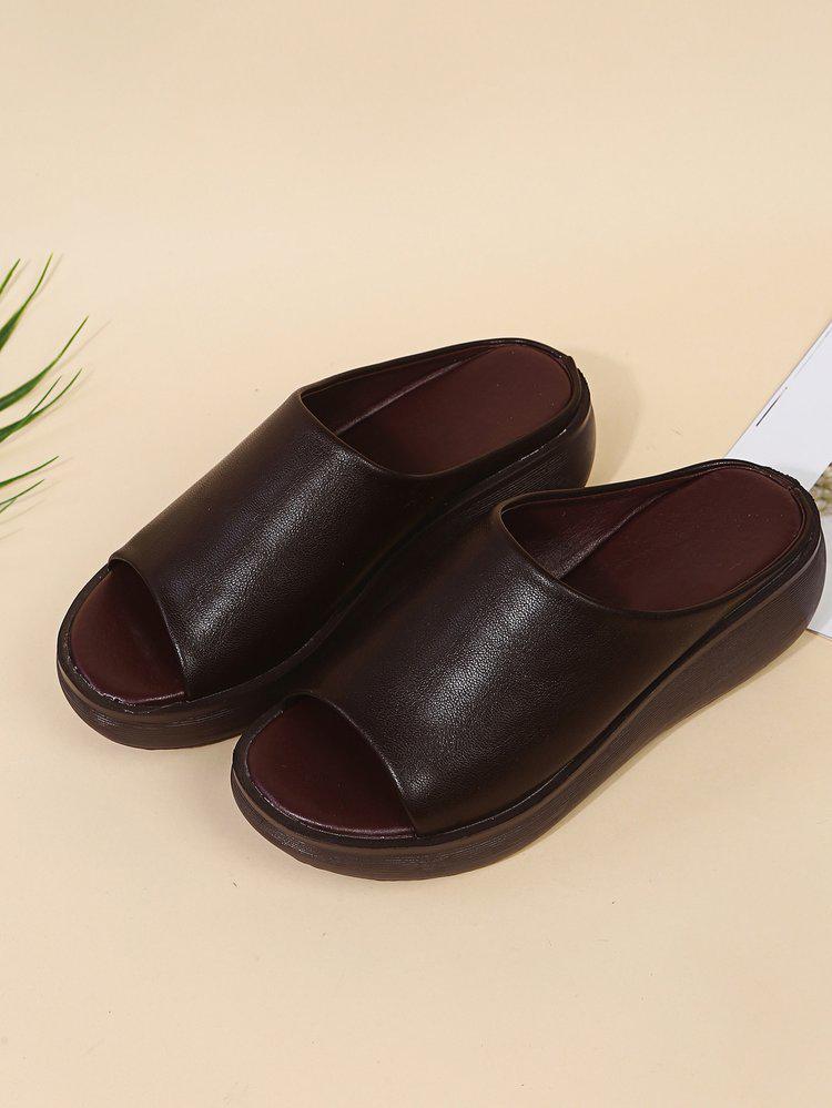 Women's Plus Size Platform Wedge Heel Slippers - Summer 2021 European & American Fashion, Open-Toe Design, Thick Outdoor Sole