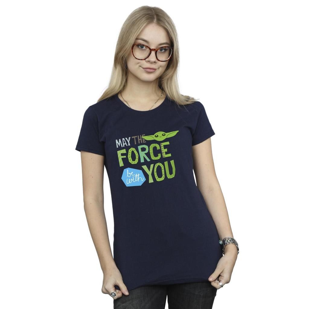 STAR WARS Womens/Ladies The Mandalorian May The Force Be With You Cotton T-Shirt