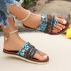 Women's Shoes New Promotion Flip-Toe Women's Slippers Summer Roman Mixed Color Outdoor Leisure Beach Flat Large Size Slippers