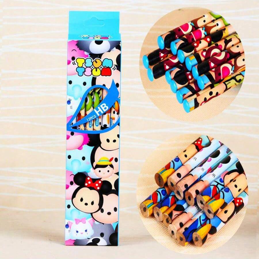 MINISO 12pcs/box Anime Pencil Lilo&Stitch Series Kids Stationery Pen School Supplies Cute Pencil Sharpener Christmars Gifts