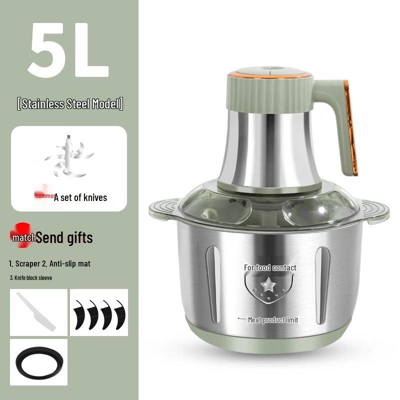 ZISIZ 5L 4-Speed Electric Food Processor and Meat Grinder