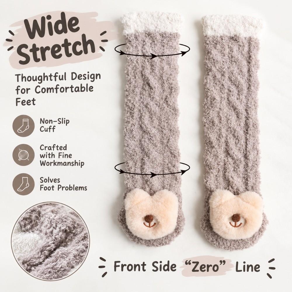 Fuzzy Newborn Knee High Socks Thickened Infant Winter Stockings Coral Fleece Socks 0-3 Years Old