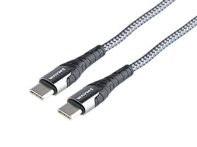 WAYME Mikrofaser-Lade- und Synchronisierungskabel, geflochten, 200 cm, USB-C > USB-C PD, max. 65 W