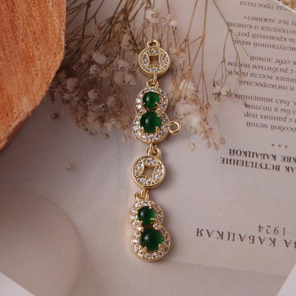 Green Jade Gourd Pendant Necklace - Natural Emerald Jade, Japanese Korean Fashion