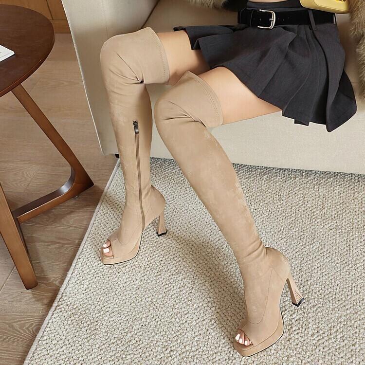 Over Knee Boots Women's Stiletto Jazz Dance High Heels Heels Dance Shoes Fish Mouth Suede Stretch Boots
