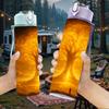1PC Glowing Golden Tree Sunset Art Print 750ml Color Plastic Sports Water Bottle Leakproof Flip Straw Lid Suitable for Sports Office Home Use