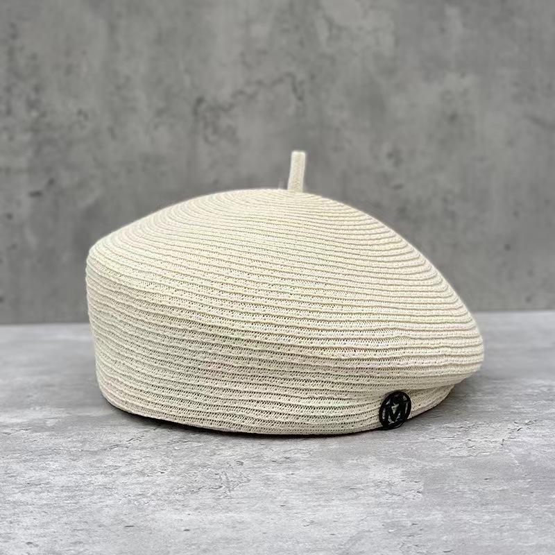 Fine Straw Fedoras Letter Beret for Women, Casual Painter Hat, Elegant and Stereotype, Retro Fashion, Summer Tourism, Sale