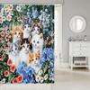 Cute Cats Shower Curtain for Kids Girls Teens Blue Floral Green Leaves Bathroom Accessories Home Garden Pets Animals Rustic Bath