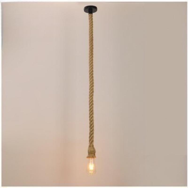 

Vintage Hemp Rope American Style Pendant Lights Hand Knitted Reminiscence Bar Pub Industrial Lighting Indoor Ceiling Lamp E27 0.5m&As Photo(No Bulbs)