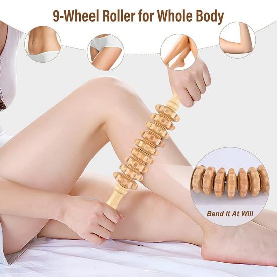 Wood Therapy Massage Tools Fascia Cellulite Remover Body Sculpting Tool Face Shoulder Arm Sculpting Massager for Relieving Muscle Soreness Tightness