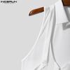 INCERUN Men Lapel Cutout Sleeveless Mesh Patchwork Fitted Shirts Tank Tops